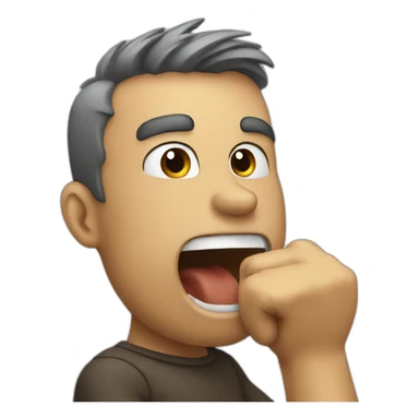 man biting his fist sticker