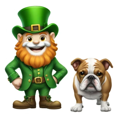 Leprechaun standing on a bulldog sticker