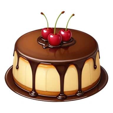 Flan with chocolate and cherry on top  sticker