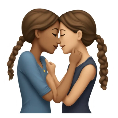 Two brown haired girls kissing each other sticker