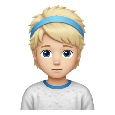 create-a-look-for-a-blond-boy-with-long-tousled-hair-light-eyes-a-white-sweat + fluffy white sweater + styled hair blonde with hair to the side cute + cute face with freckles  medium hair fluffy to the side no long hair cute hair blonded no messy medium height blue eyes cute + headband sticker