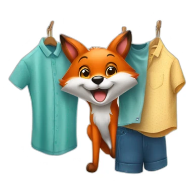 a happy Fox hanging clothes on a clothing Line sticker