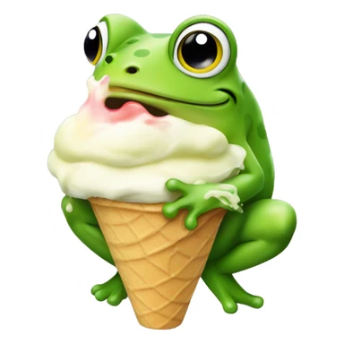 Frog eating ice cream  sticker