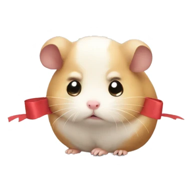 Sad hamster with a bow sticker