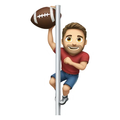 White brunette guy with a football going down a pole sticker