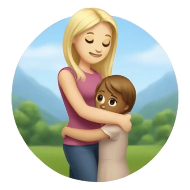The woman blonde hugs the girl with brown hair  sticker