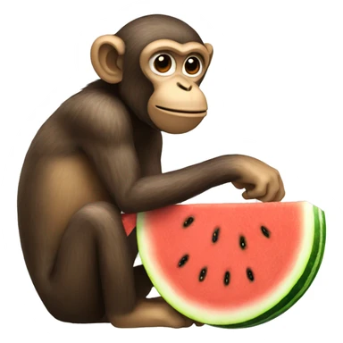 A monkey eating watermelon sticker