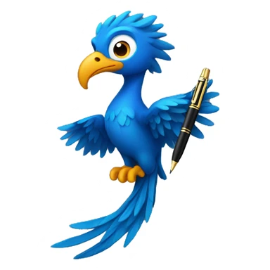 Blue phoenix holding a pen sticker