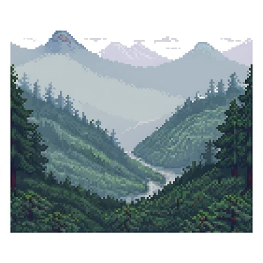 A foggy landscape with a tree sticker