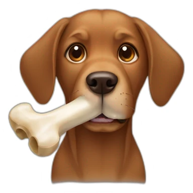 brown dog with a bone in his mouth sticker