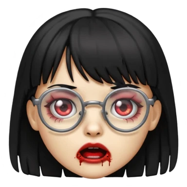 Garota zumbie emoji iphone com oculos e cabelos pretos com franja sticker