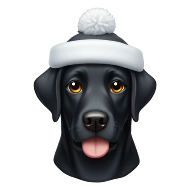 Black lab dog wearing snow hat sticker