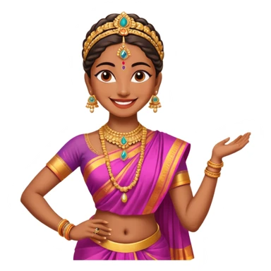 realistic bharathanatyam dancer with a smiling face and beautiful devi pose sticker