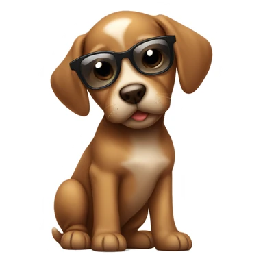 cute brown puppy with wearing sunglsses sticker