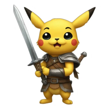 puikachu with a sword of skyrim sticker