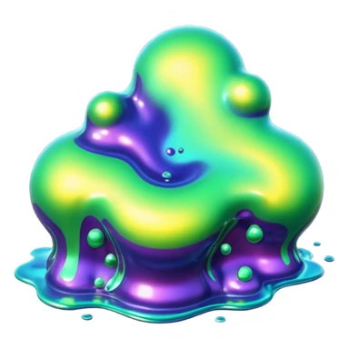 3D render of Oil Slick, toxic waste aesthetic, bubbling liquid, industrial warning texture. sticker