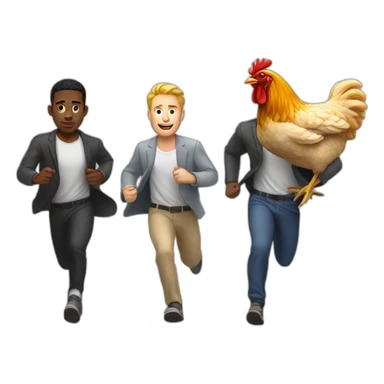 white men run next to black men with chicken on the hand sticker