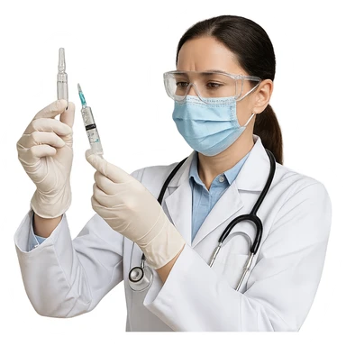 A doctor injecting an ampoule sticker