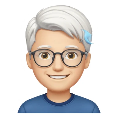 young boy with white hair and glasses sticker