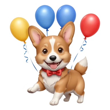 caricatura gorgi gales perrita celebrando feliz con globos y emocion  sticker