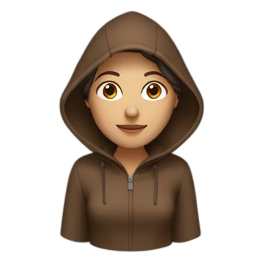 Woman with brown clothes and hood sticker