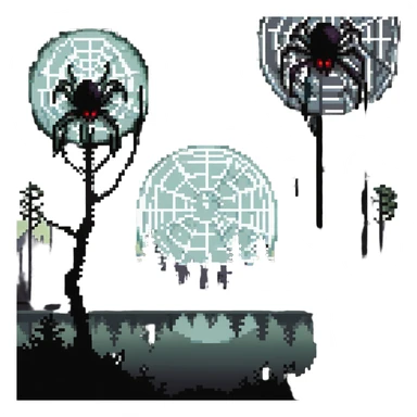 alien planet with giant trees and spider web cities sticker