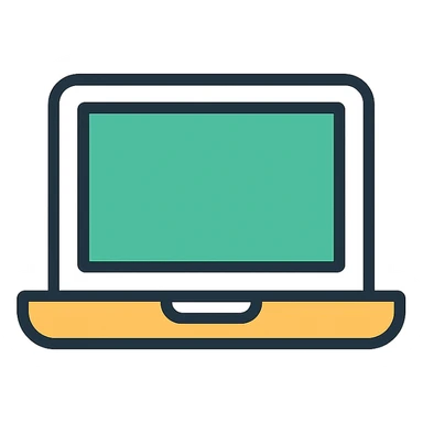 laptop, modern look, green gold and white color scheme, rounded shapes, simple design sticker