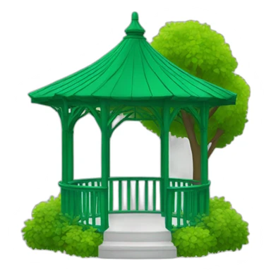 Green and white gazebo standing next to a tree sticker