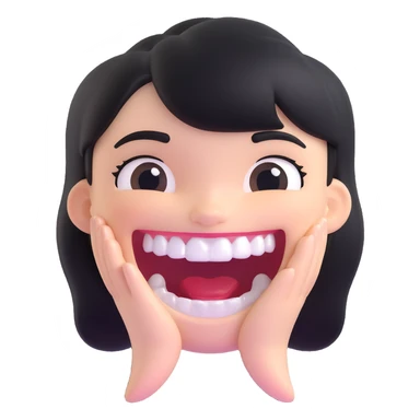 white tooth with a shiny black hair wave, gelled, cheerful and cool sticker