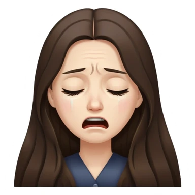 Very long hair Brunette with white skin crying very desconsolated sticker