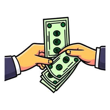 money being handed from one person to another sticker