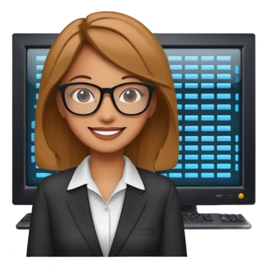 a woman developer in a big mainframe computer sticker