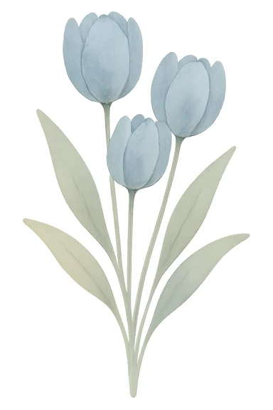 blue tulip bouquet, watercolor style, transparent background sticker