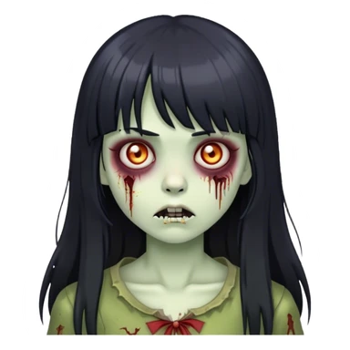 Girl zumbie with black long hair with bangs  sticker