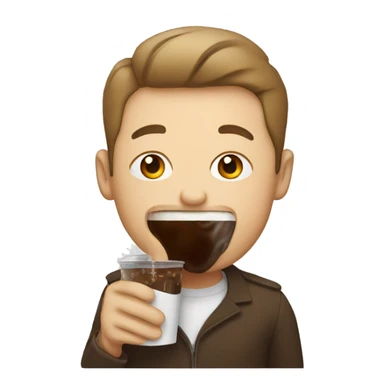 man drinking iced coffee sticker