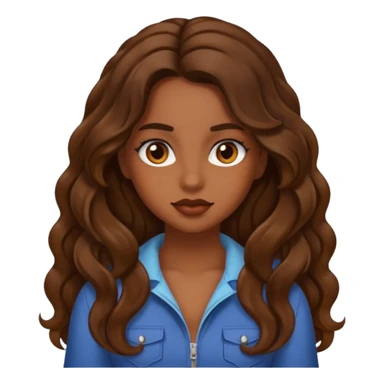 Baddie girl with brown long wavy hair sticker