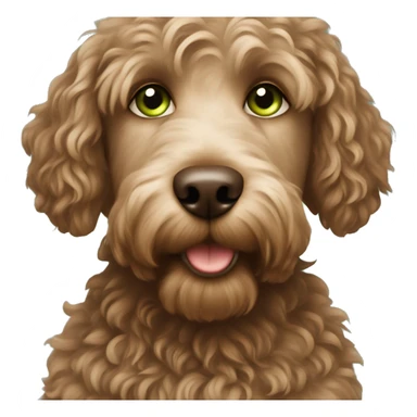 Brown haired girl with green eyes and labradoodle  sticker