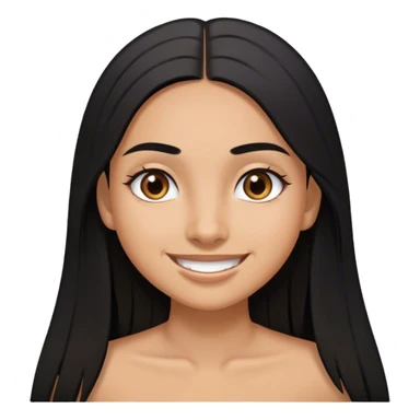 Tan girl with long straight hair bright eyes high eyebrows and chamorro features smiling sticker