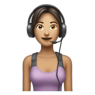 Uma mulher com cara de Deboche usando headset sticker