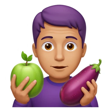 man eating a big eggplant, apple emoji style, variation 2 sticker