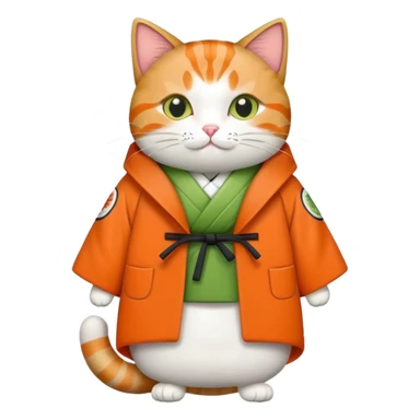 cat wearing a coat made out of sushi sticker