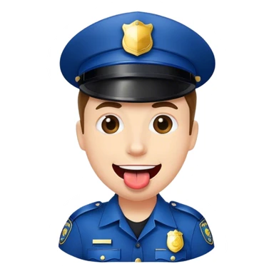 happy police officer portrait with tongue sticking out sticker