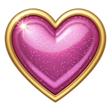 Gold heart with pink glitter  sticker