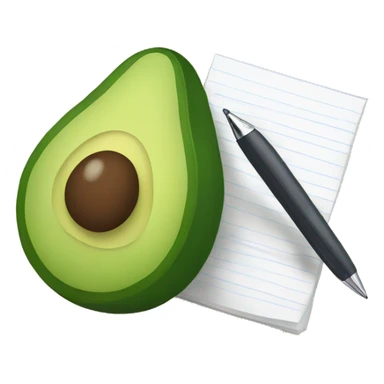 avocado writing with pen sticker