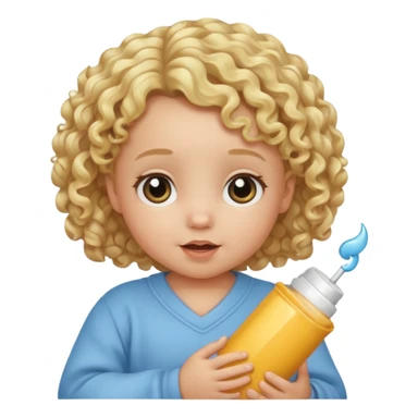 curly blonde hair baby sticker