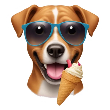dog in sunglasses eating ice cream  sticker