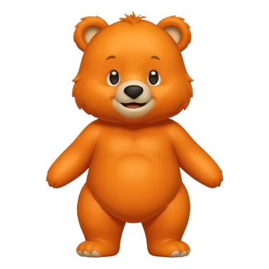 Create a orange friendly bear, make him look like from a kid cartoon and make him smile. Show his whole sticker