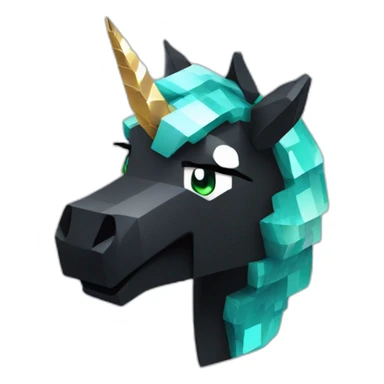 Minecraft Glitter Black Unicorn Head With Diamond Horn sticker
