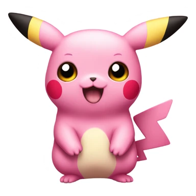 Cute pink pikachu with starry eyes sticker