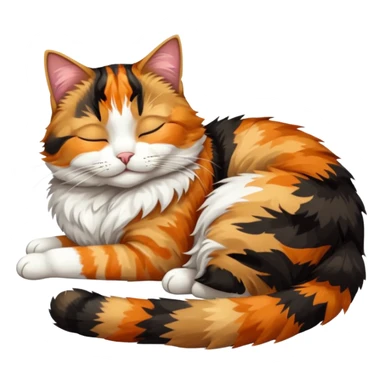 full body colourful light patched calico tabby cat sleeping sticker